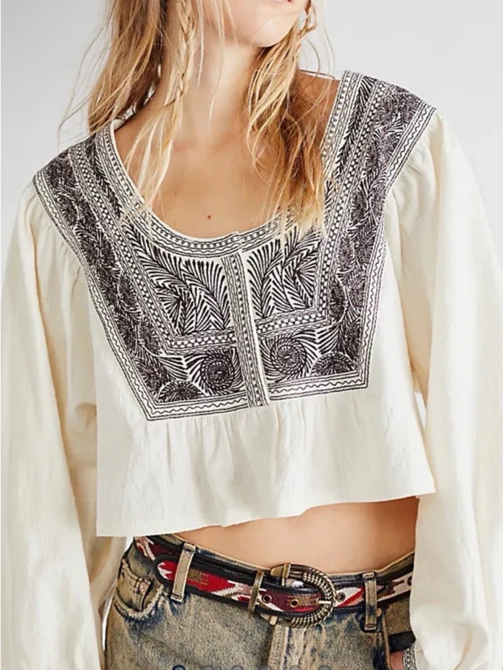 FREE PEOPLE Embroidered IGGIE Top  NWOT Size S MSRP$148 - Picture 4 of 10